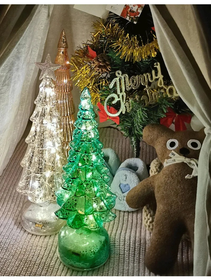 Luz nocturna de cristal para árbol de Navidad, ideal para el hogar, ambiente festivo romántico, adornos navideños, decoración luminosa LED