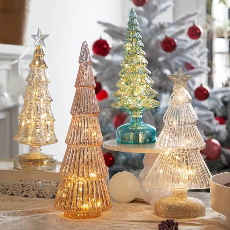 Luz nocturna de cristal para árbol de Navidad, ideal para el hogar, ambiente festivo romántico, adornos navideños, decoración luminosa LED