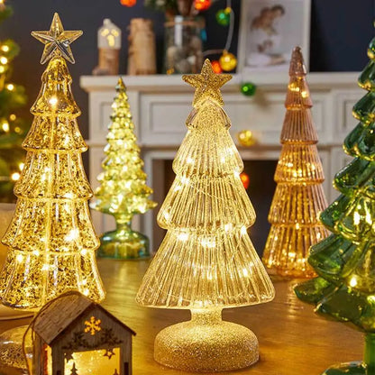 Luz nocturna de cristal para árbol de Navidad, ideal para el hogar, ambiente festivo romántico, adornos navideños, decoración luminosa LED