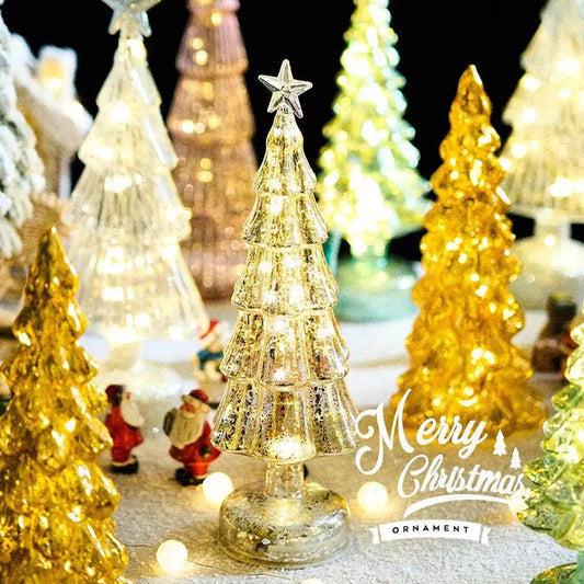 Luz nocturna de cristal para árbol de Navidad, ideal para el hogar, ambiente festivo romántico, adornos navideños, decoración luminosa LED