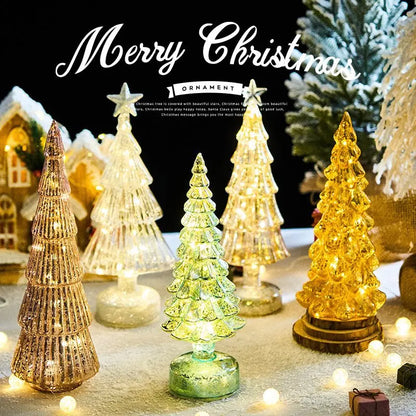 Luz nocturna de cristal para árbol de Navidad, ideal para el hogar, ambiente festivo romántico, adornos navideños, decoración luminosa LED