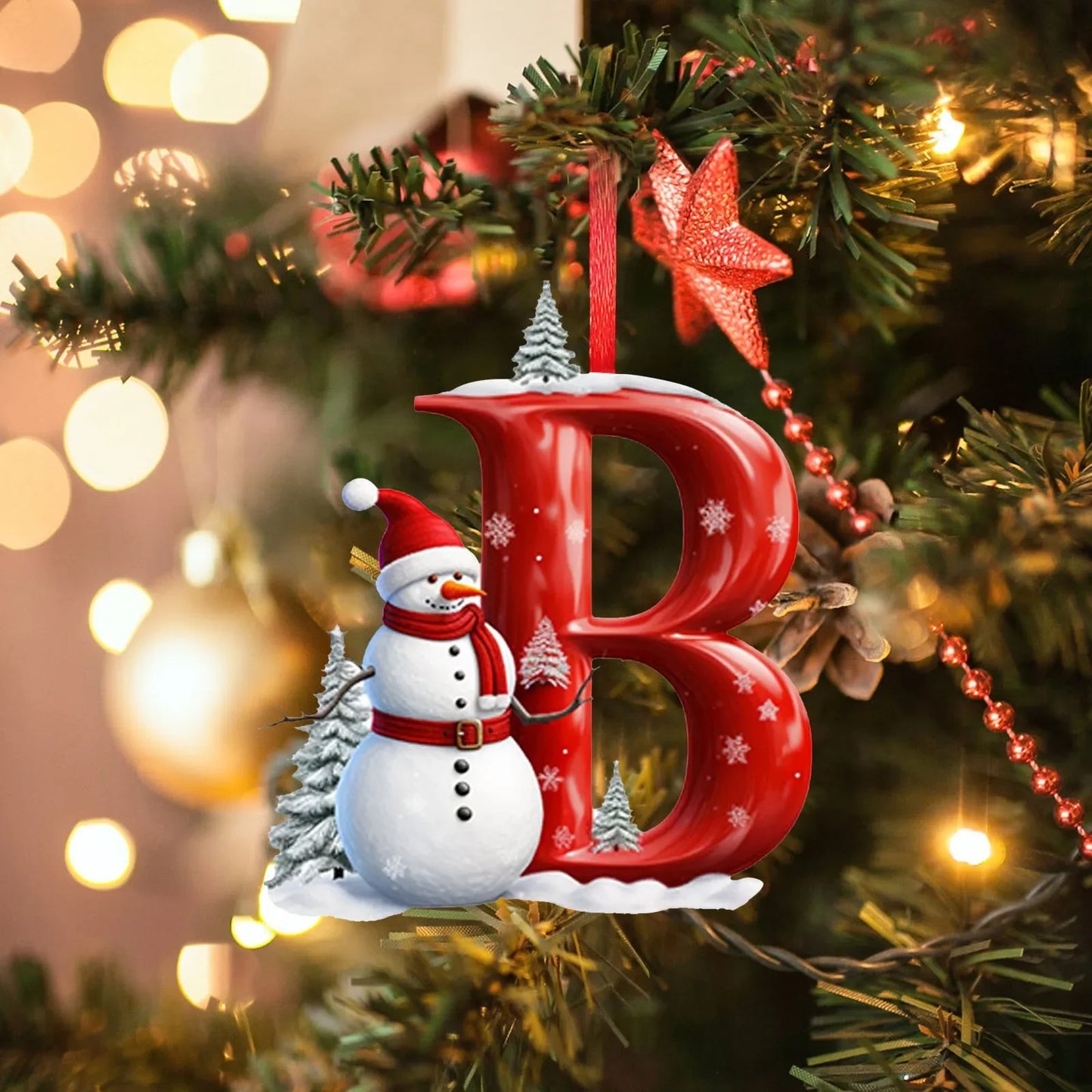 Letras colgantes acrílicas de la A a la Z (26 letras). Ideal para decorar el árbol de Navidad.