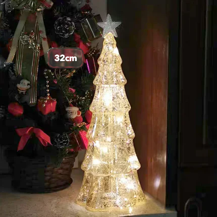 Luz nocturna de cristal para árbol de Navidad, ideal para el hogar, ambiente festivo romántico, adornos navideños, decoración luminosa LED