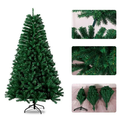 Árbol de Navidad artificial verde de PVC, grande, 120/150/180/210 cm, cifrado, decoración navideña.