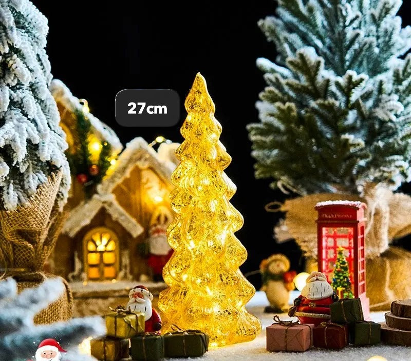 Luz nocturna de cristal para árbol de Navidad, ideal para el hogar, ambiente festivo romántico, adornos navideños, decoración luminosa LED