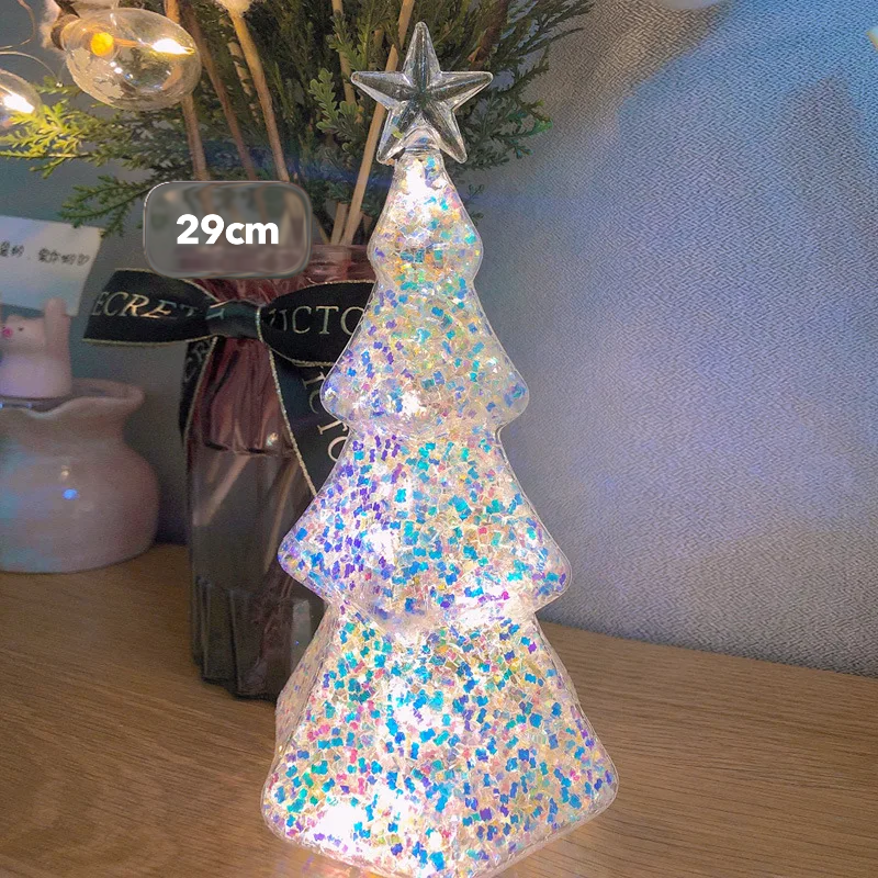Luz nocturna de cristal para árbol de Navidad, ideal para el hogar, ambiente festivo romántico, adornos navideños, decoración luminosa LED
