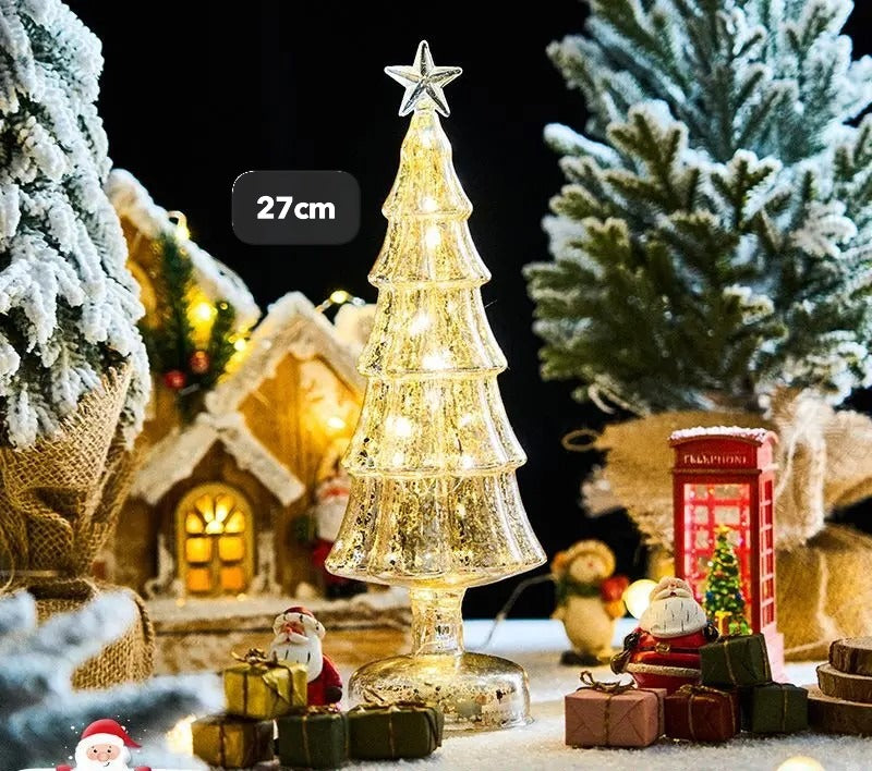Luz nocturna de cristal para árbol de Navidad, ideal para el hogar, ambiente festivo romántico, adornos navideños, decoración luminosa LED