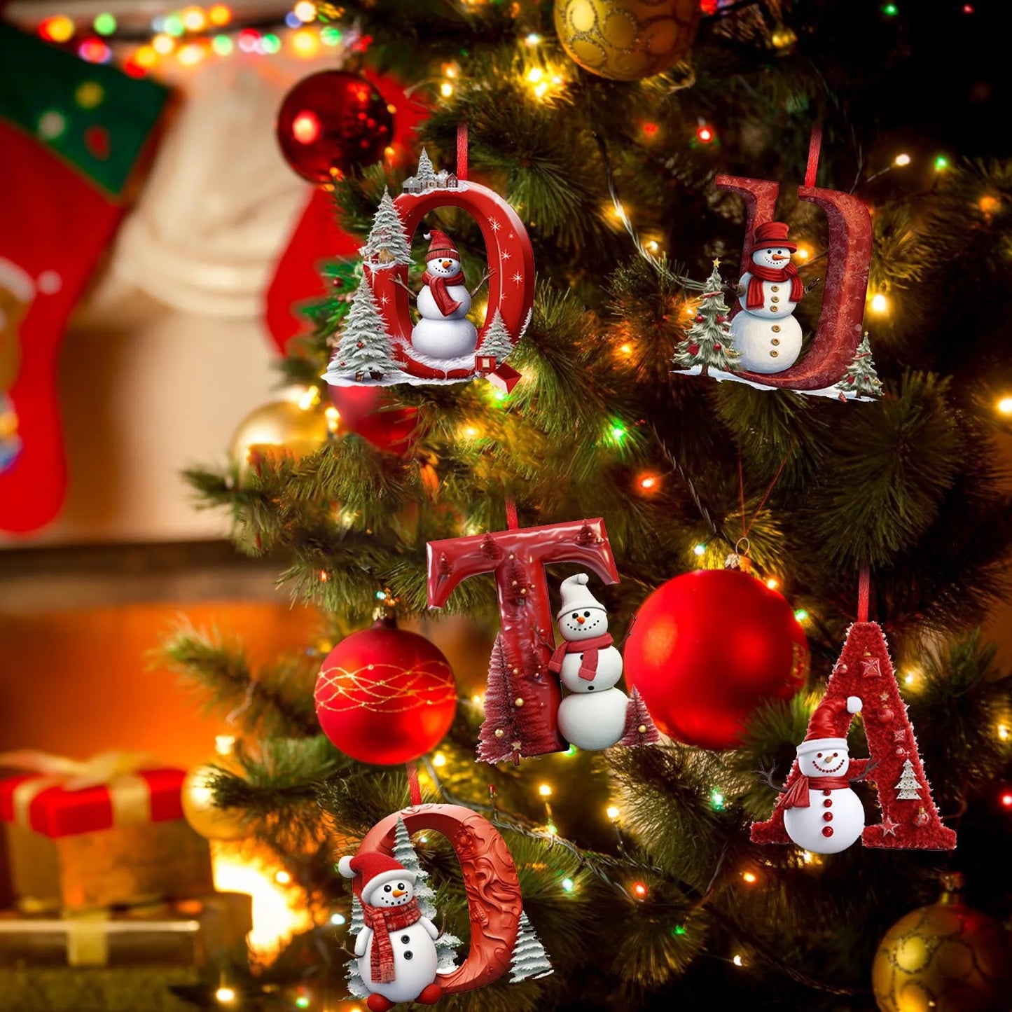 Letras colgantes acrílicas de la A a la Z (26 letras). Ideal para decorar el árbol de Navidad.