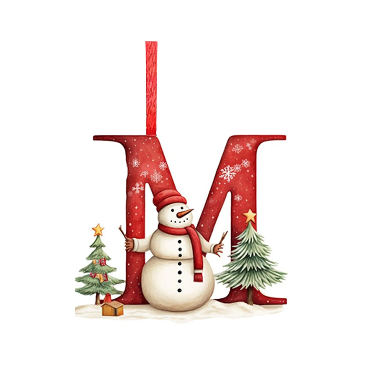 Letras colgantes acrílicas de la A a la Z (26 letras). Ideal para decorar el árbol de Navidad.