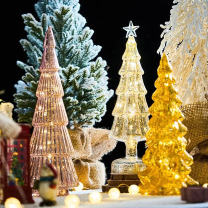 Luz nocturna de cristal para árbol de Navidad, ideal para el hogar, ambiente festivo romántico, adornos navideños, decoración luminosa LED